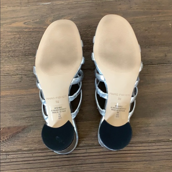 Marc Fisher Silver Chunky Heel Sandal - Picture 4 of 6